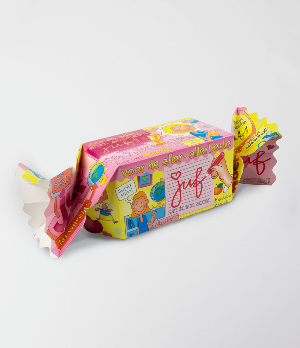 Grote gevulde snoeptoffee "Voor de allerbeste juf"