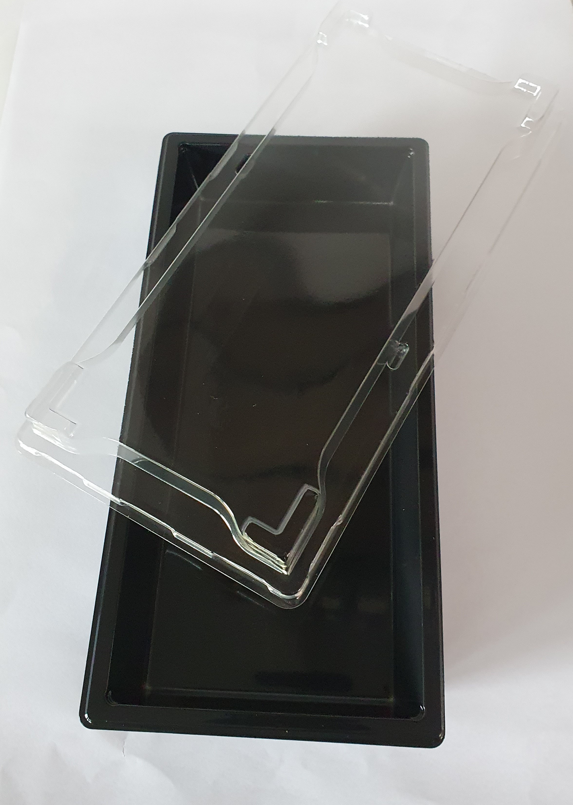 15x Tapas Schaal met deksel | 1 vaks 250x120x30mm Zwart